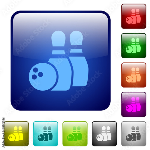 Color bowling square buttons