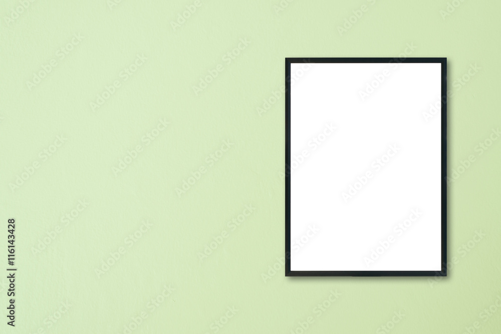 Mock up blank frame hanging on wall in room Mock up blank frame hanging on wall in room