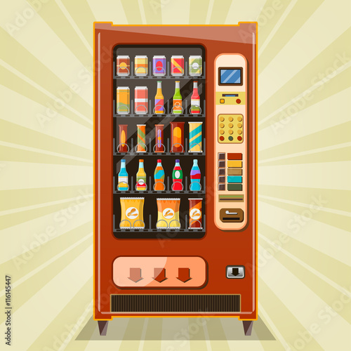 Vending machine with snacks and drinks
