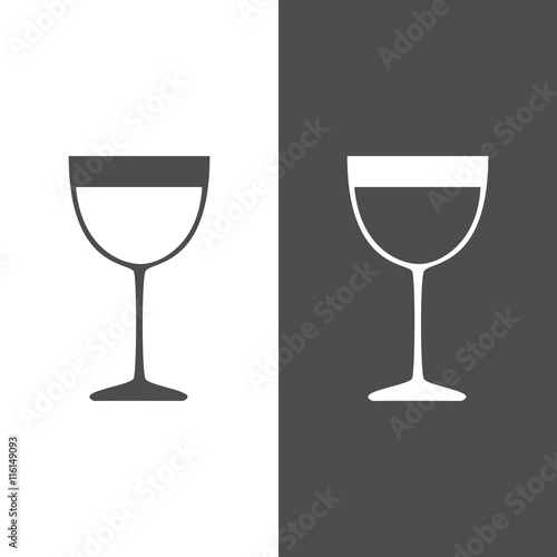 Icono de una copa de vino sobre fondos blanco y negro