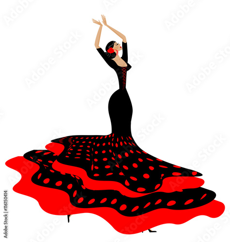 woman in red-black and flamenco