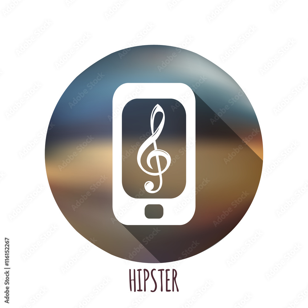 Hipster smartphone icon on blurred fisheye background Hipster smartphone icon on blurred fisheye background