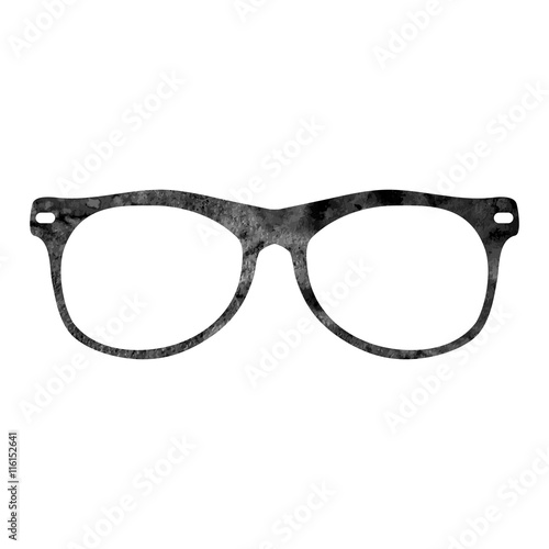 Hipster glasses watercolor silhouette isolated on white
