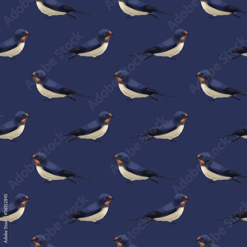 Seamless pattern with cute swallows. Vector seamless texture for wallpapers  pattern fills  web page backgrounds