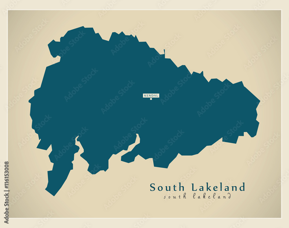 Modern Map - South Lakeland district UK