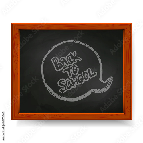 Back to school text written in chalk on blackboard
