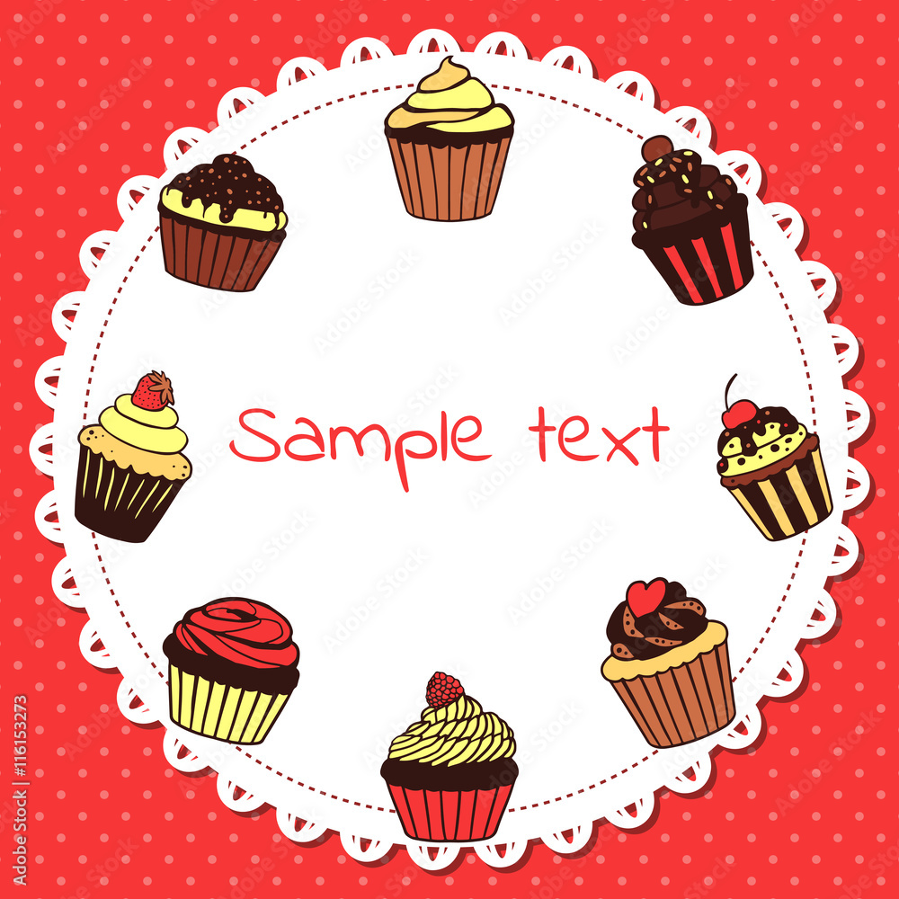 Banner with sweet cupcakes with place for your text Banner with sweet cupcakes with place for your text
