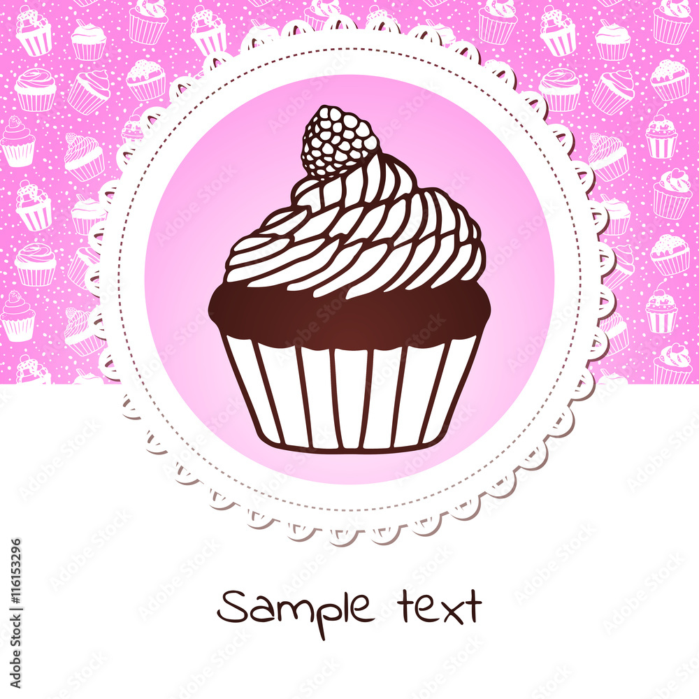 Cute banner with sweet cupcake Cute banner with sweet cupcake