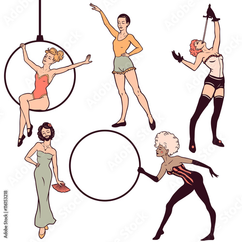 Set of circus girls