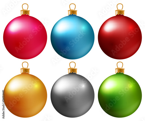Set of colorful Christmas baubles