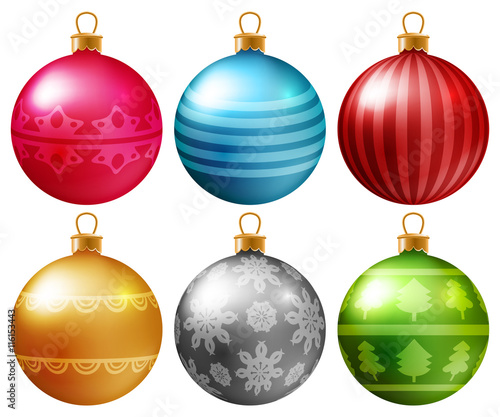 Set of colorful Christmas baubles