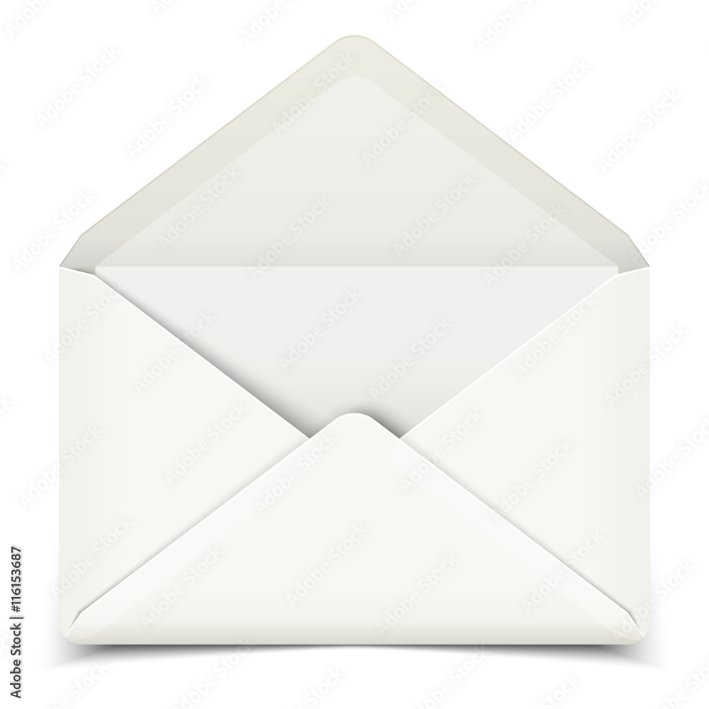 Blank white vector open envelope isolated on white Blank white vector open envelope isolated on white
