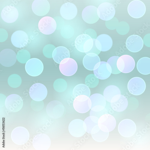 Vector realistic abstract background with blurred defocused light blue bokeh lights