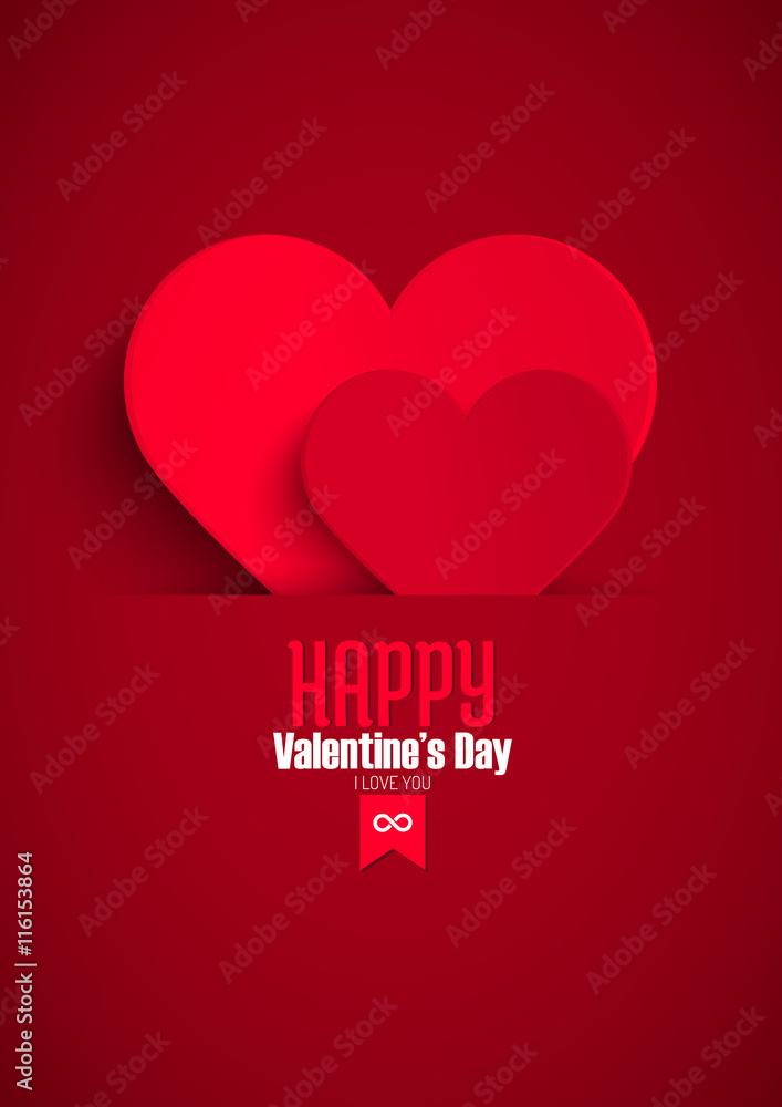 Valentine's day greeting card with red paper heart, vector illustration Valentine's day greeting card with red paper heart, vector illustration