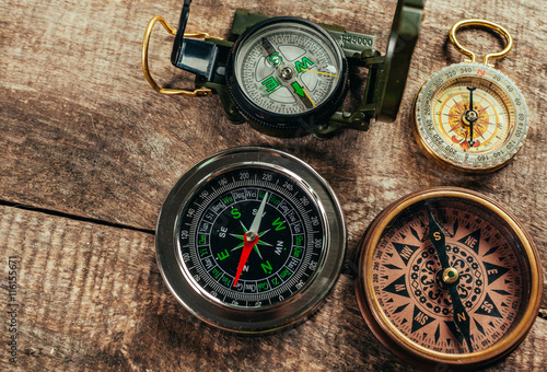 Compass on a wood deck