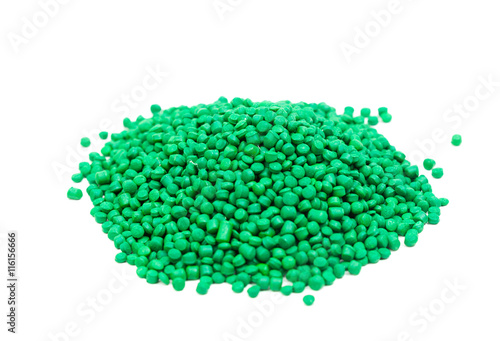 close-up from green polymer pellets for injection moulding