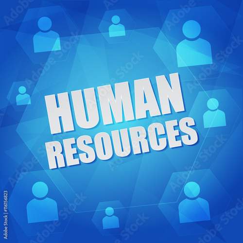 human resource and person signs in hexagons, vector