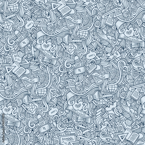doodles hand drawn school seamless pattern