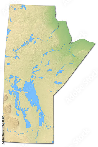 Relief map - Manitoba (Canada) - 3D-Rendering