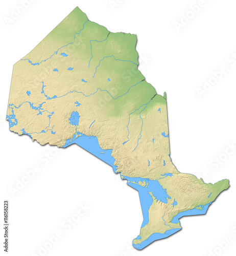 Relief map - Ontario (Canada) - 3D-Rendering