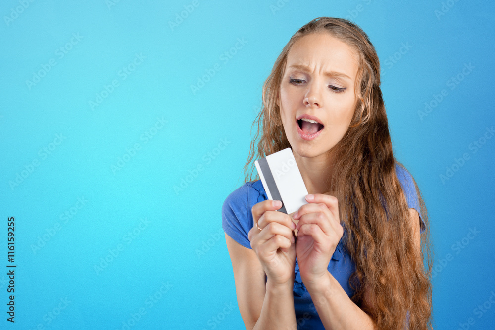 beautiful young smiling woman holding credit card beautiful young smiling woman holding credit card