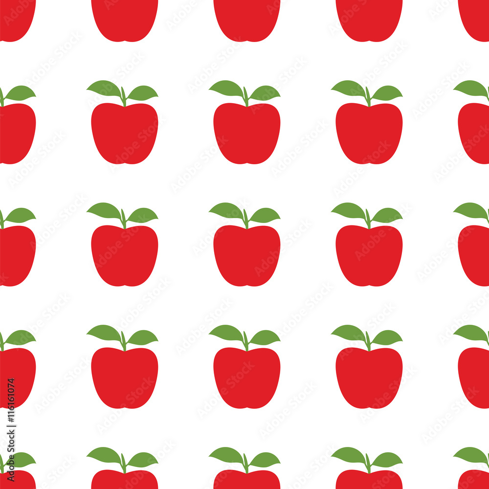 red apple with green leaves pattern abstract design vector white background red apple with green leaves pattern abstract design vector white background