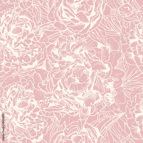 floral seamless pattern with beautiful peonies