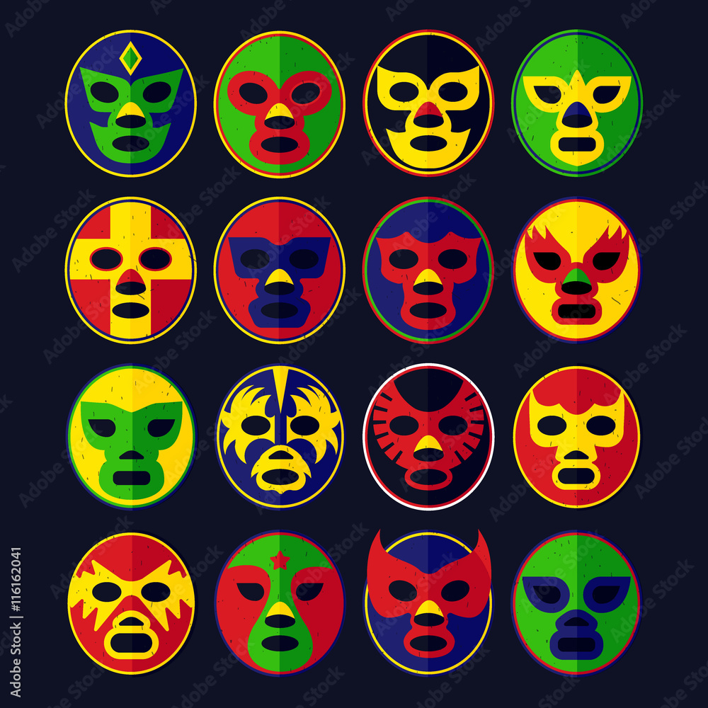 Obraz premium Mexican wrestling Masks set