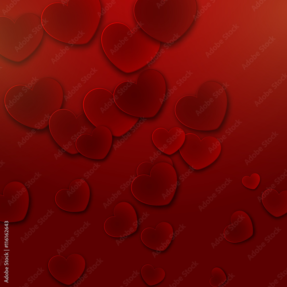 Happy Valentine's Day background, red hearts