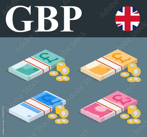Pile banknotes with coins. Money illustration.