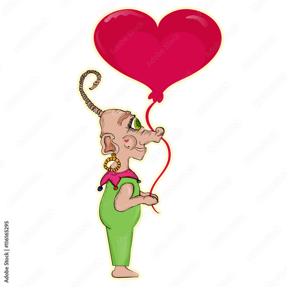 Cartoon character with the ball-heart. Vector image Cartoon character with the ball-heart. Vector image