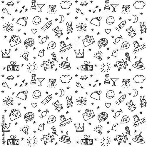 Greeting wishes icons seamless black and white pattern.