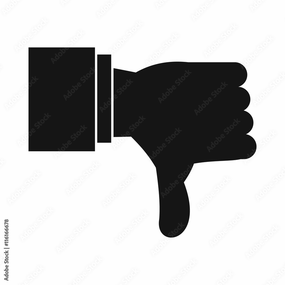 Thumb down gesture icon in simple style isolated vector illustration Thumb down gesture icon in simple style isolated vector illustration
