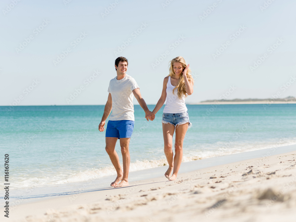 Romantic young couple on the beach Romantic young couple on the beach