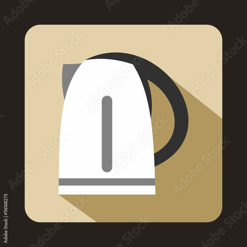 Electric kettle icon in flat style on a beige background