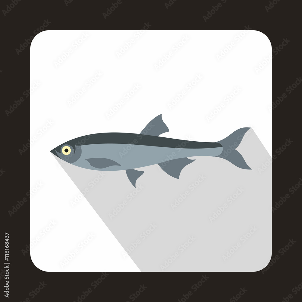 Obraz premium Herring fish icon in flat style on a white background