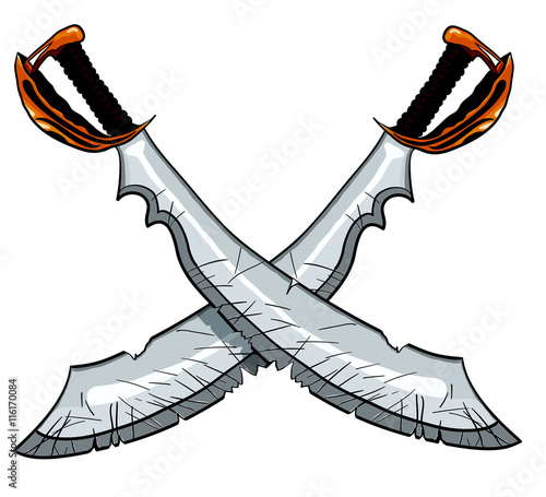 Crossed cutlass pirate sword