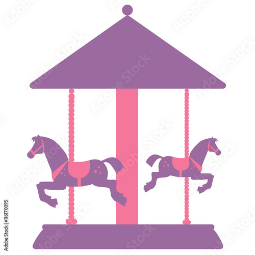 silhouette of carousel with horses