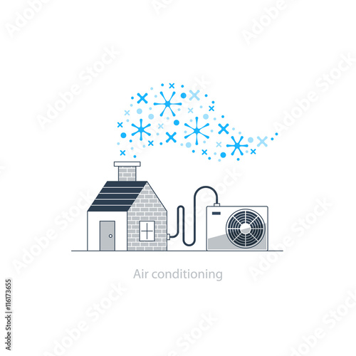 Home air conditioning, climate control concept, house cooling, comfort living