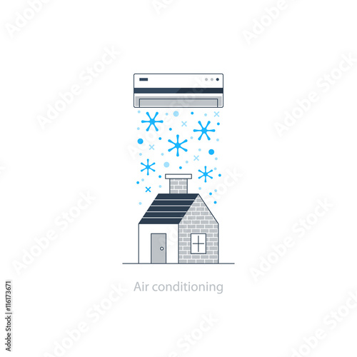 Home air conditioning, climate control concept, house cooling, comfort living