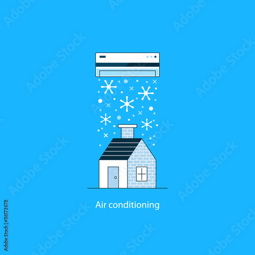 Home air conditioning, climate control concept, house cooling, comfort living