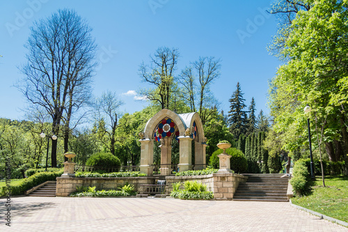 Stone gazebo in a beautiful park