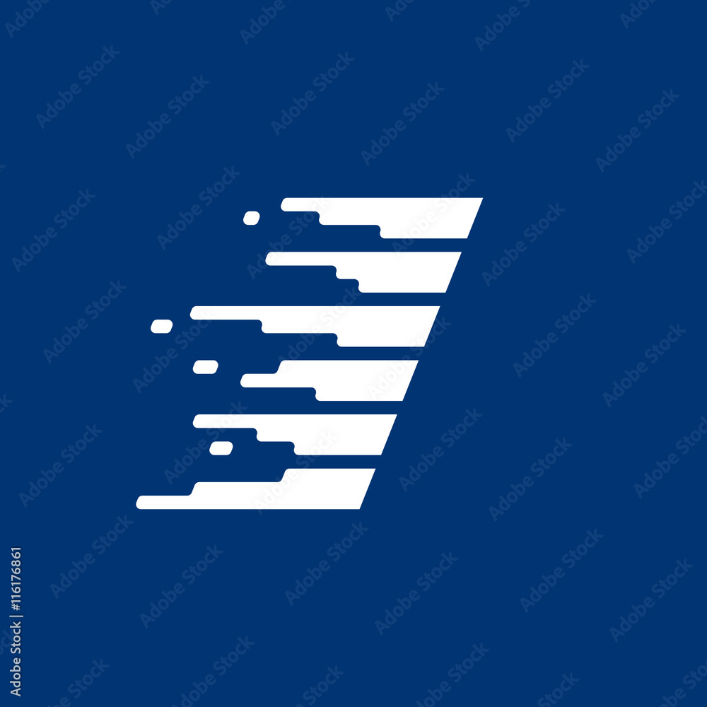 Letter I logo with fast speed lines. Letter I logo with fast speed lines.