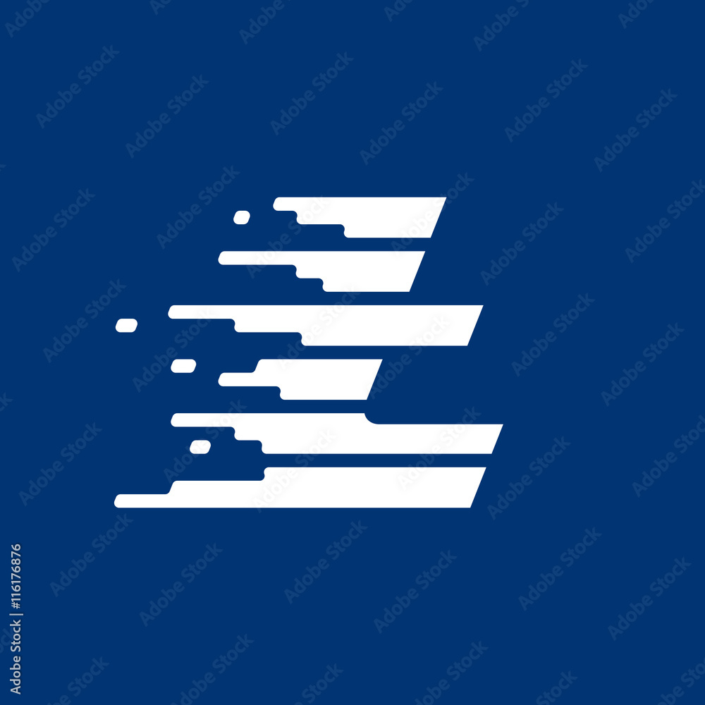 Fototapeta premium Letter T logo with fast speed lines.