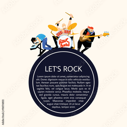 Rock band music group with musicians concept of artistic people vector illustration