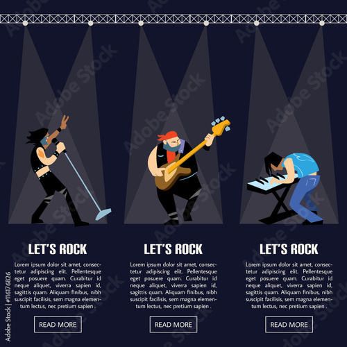 Rock band music group with musicians concept of artistic people vector illustration