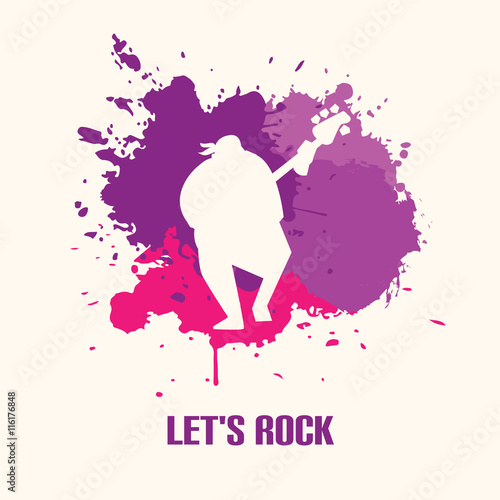 Silhouette musician bassist playing the bass guitar on bright background vector illustration