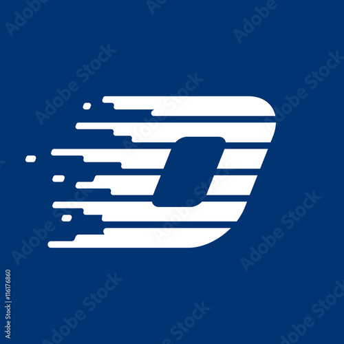 Letter O logo with fast speed lines.