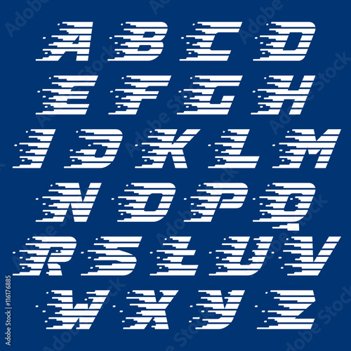 Alphabet logos with fast speed lines.