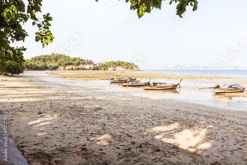 Low tide beach in the evening at Ko Yao Noi, Phang Nga province, Thailand photo